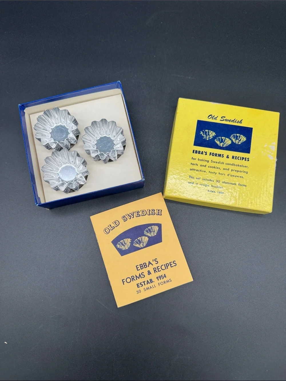 Vintage 1960 Old Swedish Ebba's Forms & Recipes - 30 Mini Holiday Baking Forms